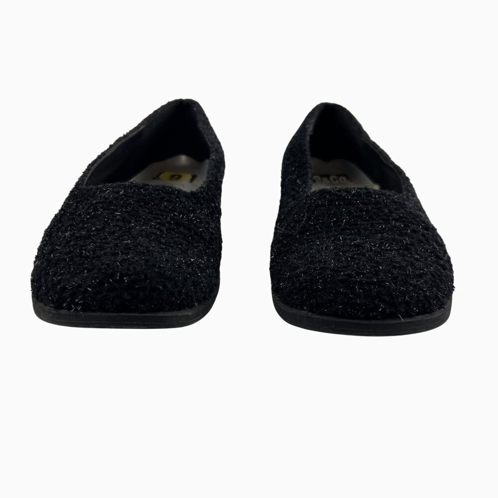 Womens 9M Witchy Black Fairy Shimmering Textured Rubber Soled Flats by 9 & Co. - Picture 3 of 12